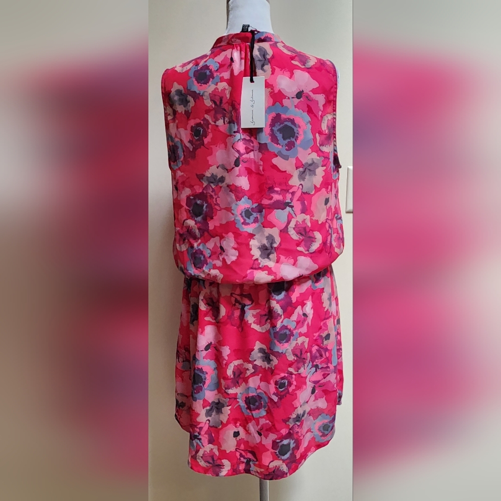 NWT Jasmine & Juliana Chiffon Pink Gray Floral Watercolor Dress Women's Size 6 - Picture 6 of 14